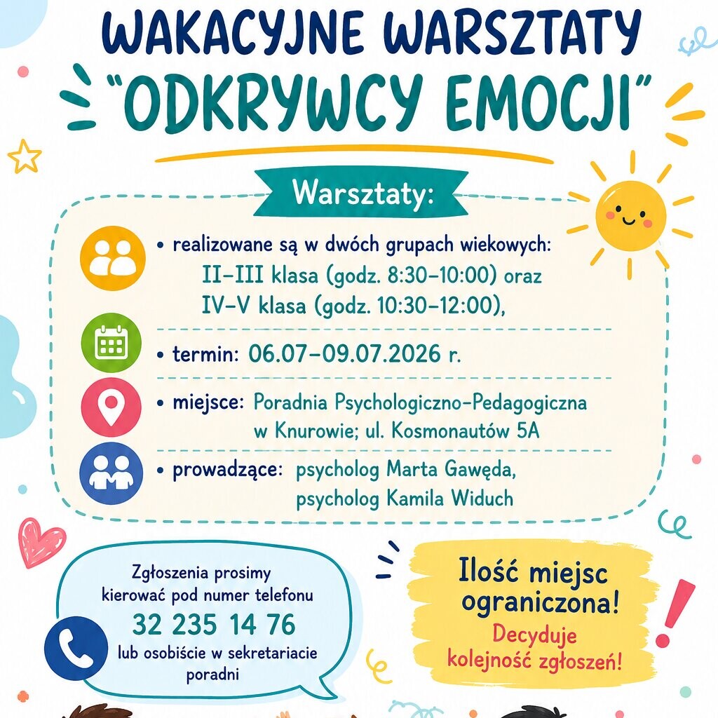 Wakacyjne warsztaty 1 Plakat odkrywcy wakacje 2026 uai