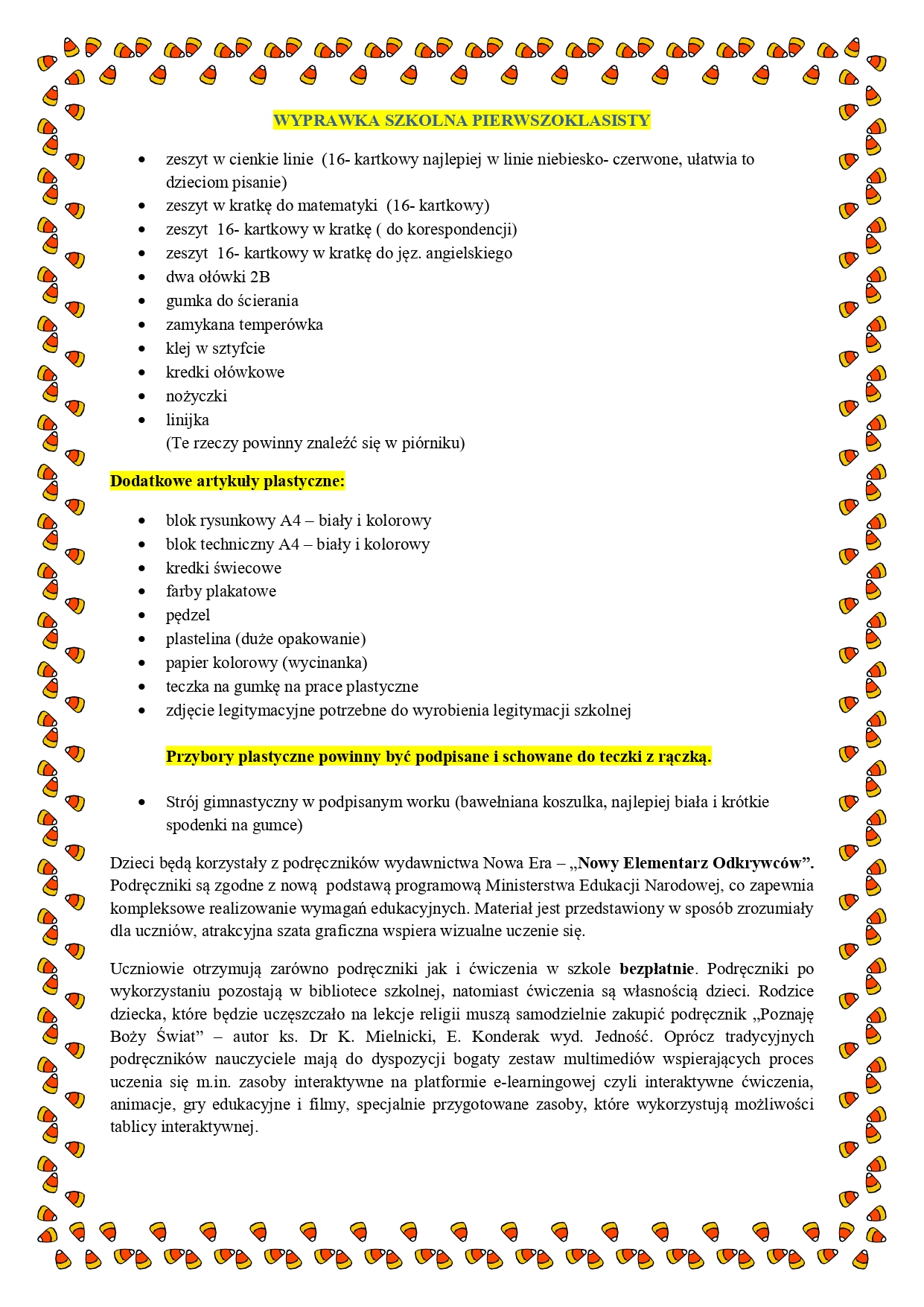 WYPRAWKA SZKOLNA PIERWSZOKLASISTY page 0001